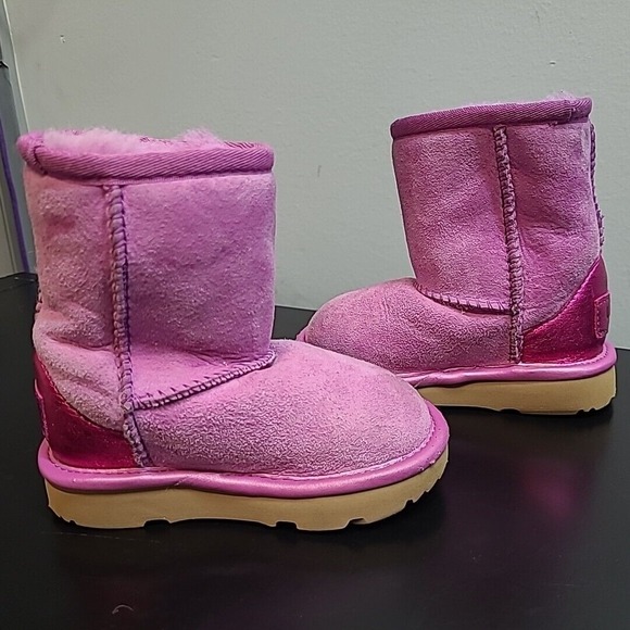 UGG Winter Snow Boots Youth 6 Pink Mid Calf Round‎ Toe Sherpa SN1139056T - Picture 5 of 14